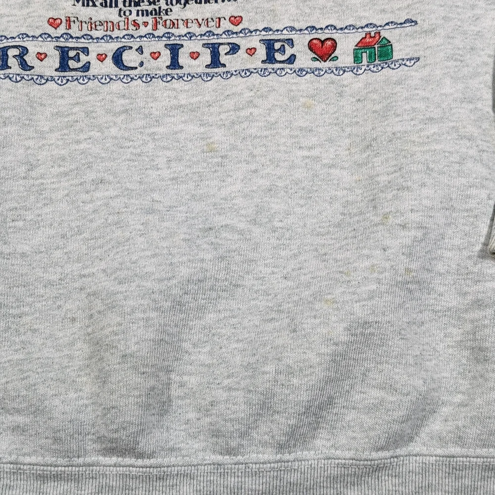Vintage 90s Sz Large Friendship Recipe Collared Long Sleeve Sweatshirt - Picture 9 of 12